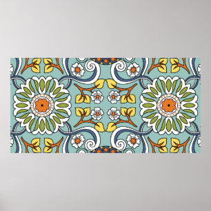 Affiche Seamless medallion Vintage multi color pattern