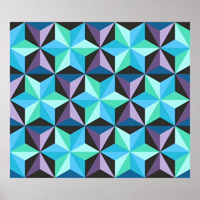 Affiche Seamless patchwork pattern with stars. Abstract ge (Devant)