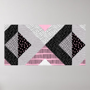 Affiche Seamless pattern, patchwork tiles. Freehand drawin