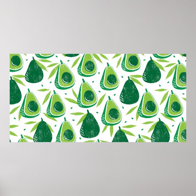 Affiche Seamless pattern with avocados. Stamp textured. vi (Devant)