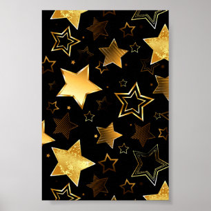 Affiche Seamless pattern with Golden Stars
