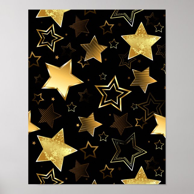 Affiche Seamless pattern with Golden Stars (Devant)