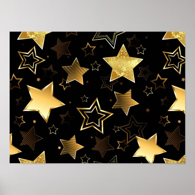 Affiche Seamless pattern with Golden Stars (Devant)