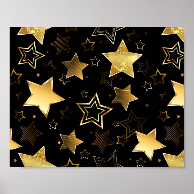 Affiche Seamless pattern with Golden Stars (Devant)