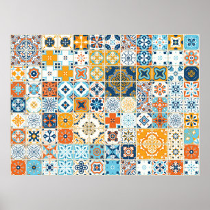 Affiche Seamless pattern with with Portuguese tiles. illus