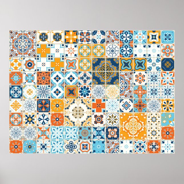 Affiche Seamless pattern with with Portuguese tiles. illus (Devant)