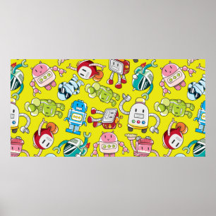 Affiche seamless robot pattern