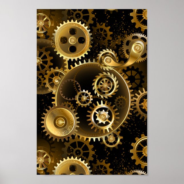 Affiche Seamless Steampunk Brass Gears (Devant)