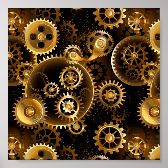 Affiche Seamless Steampunk Brass Gears (Devant)