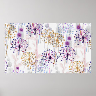 Affiche Seamless Watercolor wild floral pattern in hand pa