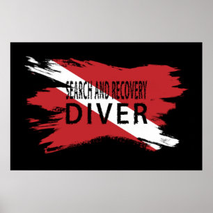 Affiche Search and Recovery Diver, Diver Down Flag, Scuba