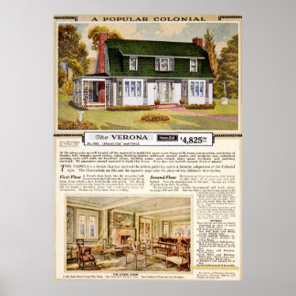 Affiche Sears 1920 Verona Colonial House