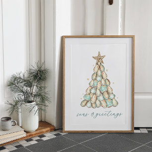 Affiche "Seas & Greetings" Maison de Plage Noël Huitre