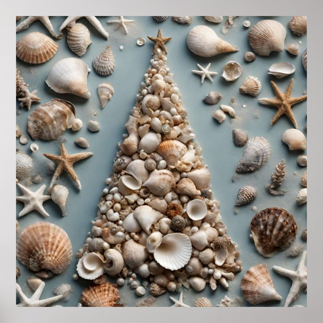 Affiche Seashell Coastal Christmas Tree (Devant)