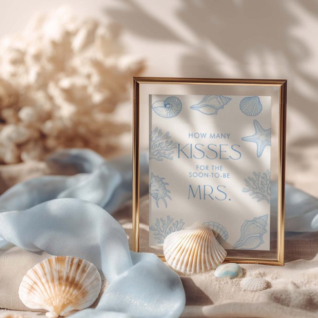 Affiche  Seashells Bridal Shower How Many Kisses (Créateur téléchargé)