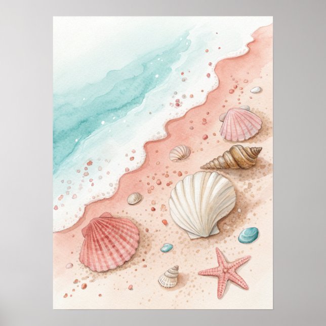 Affiche Seashells Sandy Beach (Devant)
