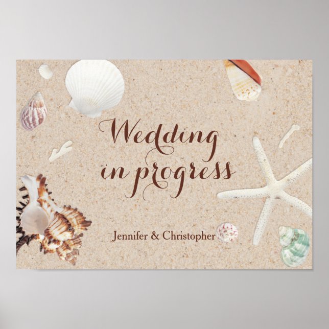 Affiche Seashells & Starfish Beach Mariage en cours (Devant)