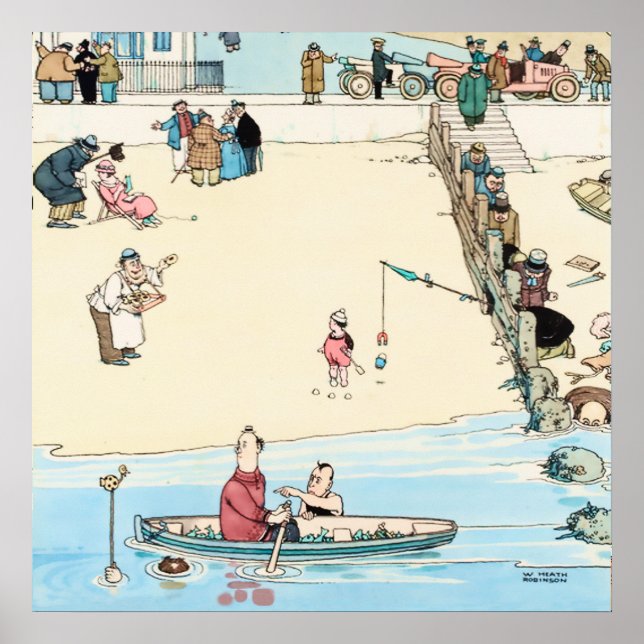 Affiche "Seaside Crime" par W Heath Robinson (Devant)