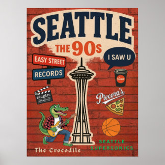Affiche Seattle dans les années 90