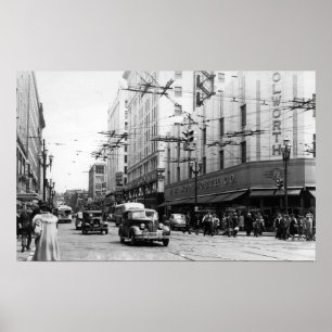 Affiche Seattle, photographie du centre de scène de rue de