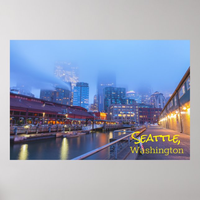 Affiche Seattle sur Foggy Morning (Devant)