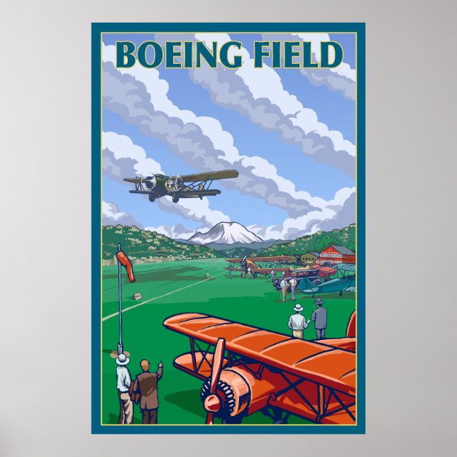 Affiche Seattle, Washington - Boeing Field (Devant)