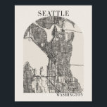 Affiche Seattle Washington Boho Arch Beige Street Carte<br><div class="desc">Seattle Washington Boho Arc Minimal Couleur Beige Pleine Carte de rue</div>