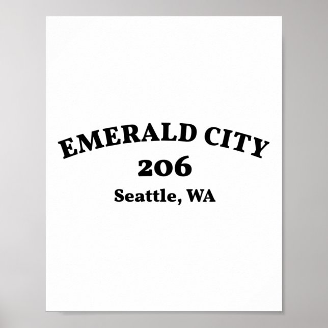 Affiche Seattle Washington Code de zone 206 Emerald City  (Devant)