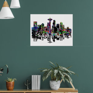 Affiche Seattle, Washington en graffiti