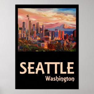 Affiche Seattle Washington Retro Travel