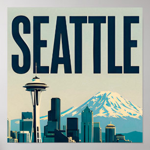 Affiche 🌲 Seattle Washington Skyline