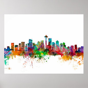Affiche Seattle Washington Skyline