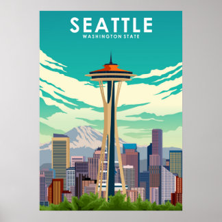 Affiche Seattle Washington State United States Travel