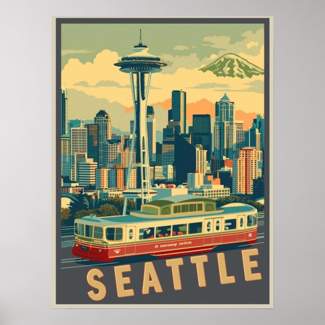 Affiche Seattle, Washington Vintage (Devant)