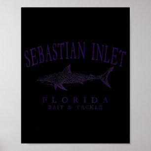 Affiche Sebastian inlet florida requin vintage prune art