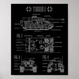 Affiche Seconde Guerre mondiale Tigre Allemand Tiger I Eng
