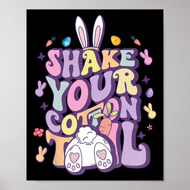 Affiche Secoue Ton Fond de Coton Lapin de Pâques Drôle Fil (Devant)