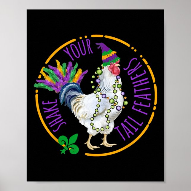 Affiche Secouez Vos Plumes De Queue Cute Poulet Drôle Mard (Devant)