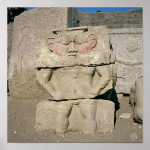 Affiche Secours du dieu de la famille égyptienne, Bes