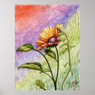 Affiche Secrets de tournesol au coucher du soleil