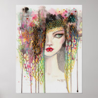 Secrets Fantaisie Art Moderne Gitane Femme Aquarel