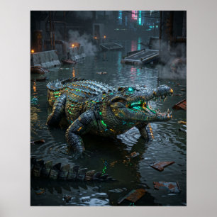 Affiche Secteur inondé du crocodile néon