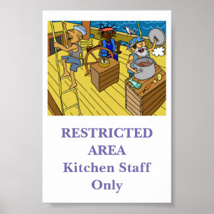 Affiche Secteur restreint. signe de personnel de cuisine
