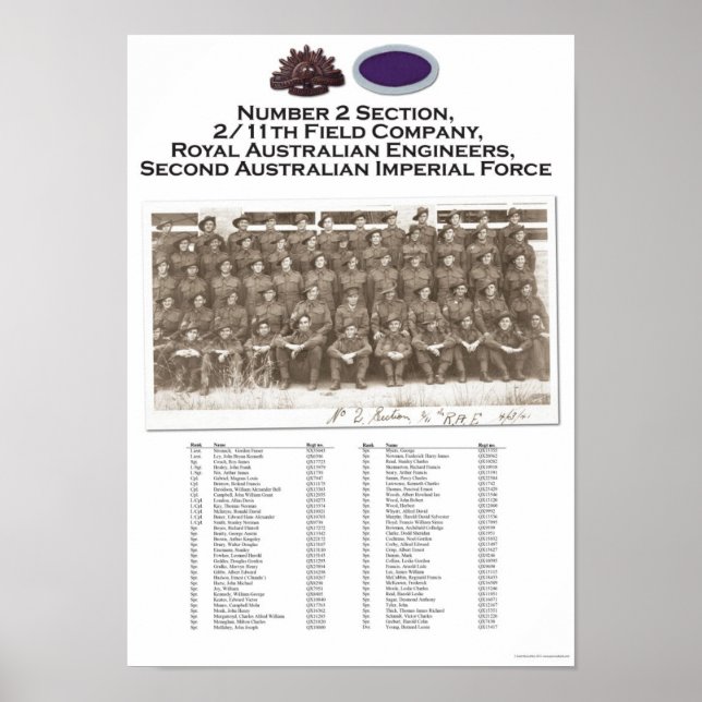 Affiche Section #2, 2/11 Field Company, portrait de l'unit (Devant)