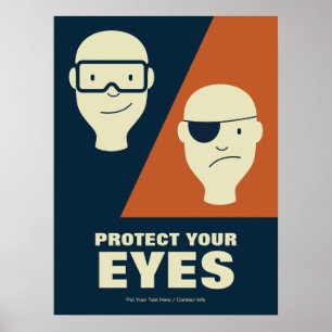 Affiche Sécurité au travail Protégez vos yeux Rétro