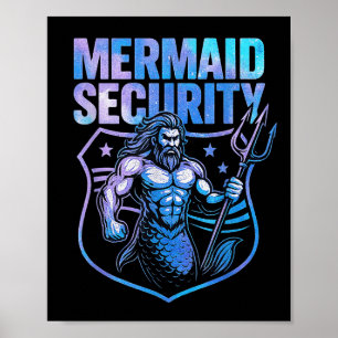 Affiche Sécurité de la sirène Drôle papa Mermaid Beach Gua