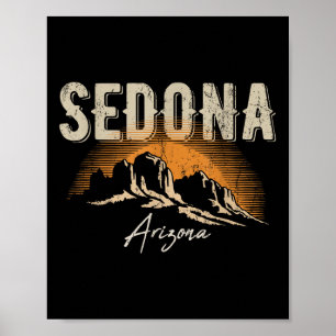 Affiche Sedona Arizona Montagnes Vintage Coucher de soleil