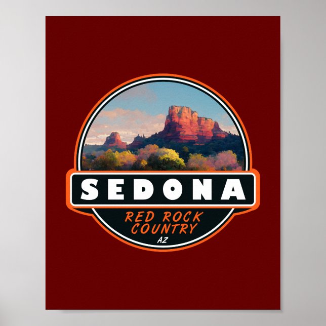 Affiche Sedona Arizona Red Rock Country Watercolor Emblem (Devant)