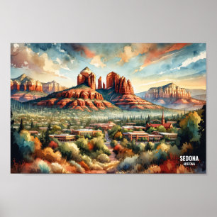 Affiche Sedona Arizona USA Travel Places aquarelle