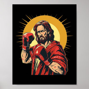 Affiche Seigneur Jésus Et Dieu En Costume D'Anneau De Boxe